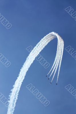  Demonstrative performance of Italian aerobatic team at the air show 