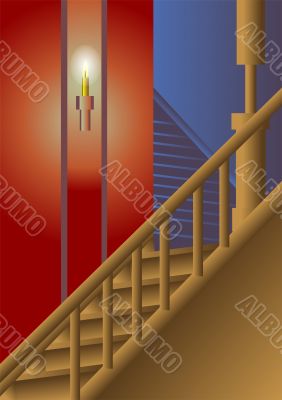 stairway illuminated by candle