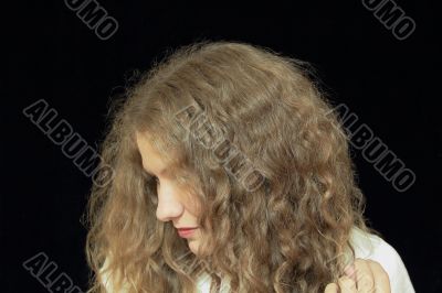 Young woman with long brown nature hair