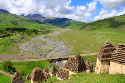 Dead town in Caucasus mountains