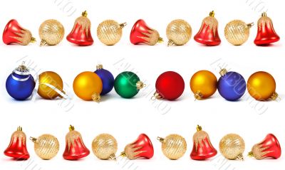 set of christmas spheres and bells