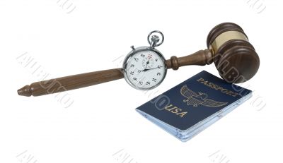 Gavel with Stopwatch and Passport