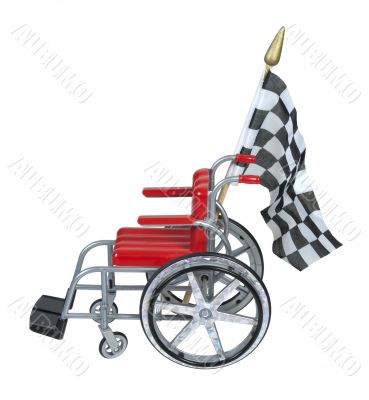 Wheelchair with Checkered Flag