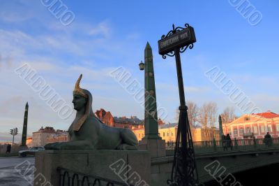 Bridge in Sankt Petersburg with sphinx