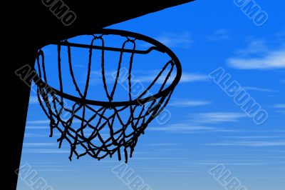 Basket silhouette blue sky