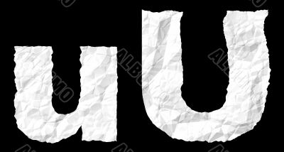 Crumple paper alphabet - U
