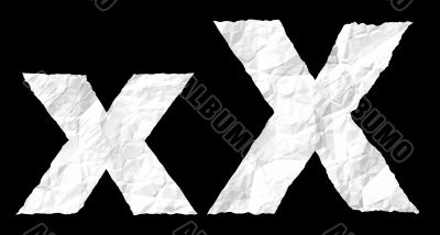 Crumple paper alphabet - X