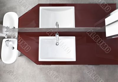 Sink and bidet view from above Sink and bidet view from above