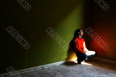 Boy in an empty room