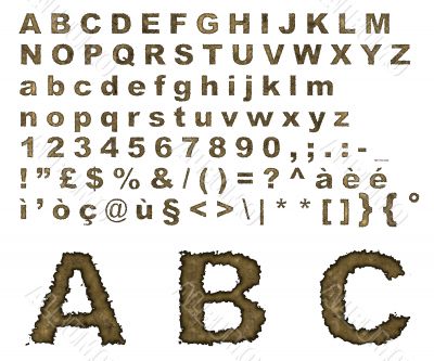 Burnt parchment alphabet