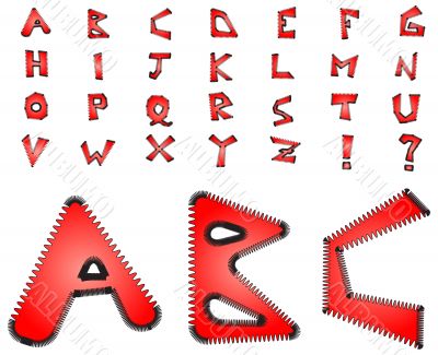 Electric zig zag alphabet - red