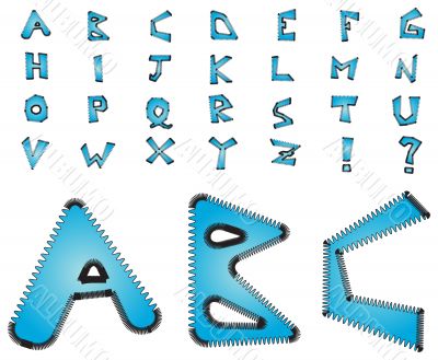 Electric zig zag alphabet - blue