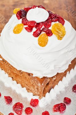 Christmas decorated cake closeup