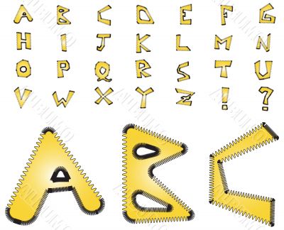 Electric zig zag alphabet - yellow