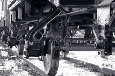 Locomotive wheel closeup