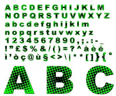 Dots fantasy alphabet - green