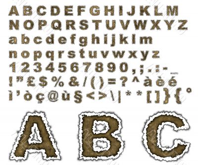Burnt parchment alphabet