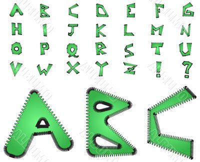 Electric zig zag alphabet - green