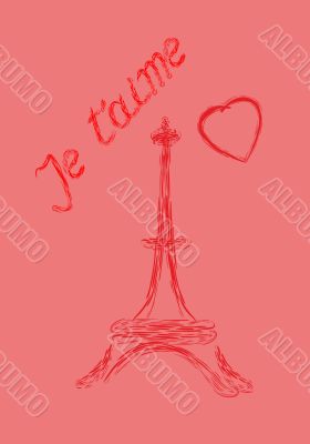 Valentine`s Day greeting card in French Valentine`s Day greeting card in French