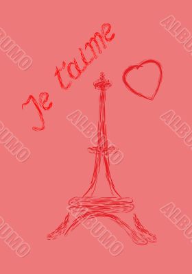 Valentine`s Day greeting card in French