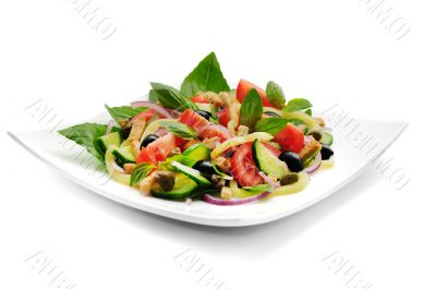 Vegetable salad with basil