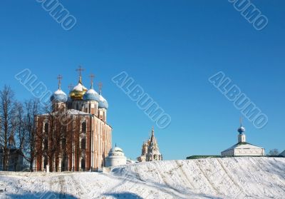 Earthen  wall and cathedrals of the Ryazan Kremlin