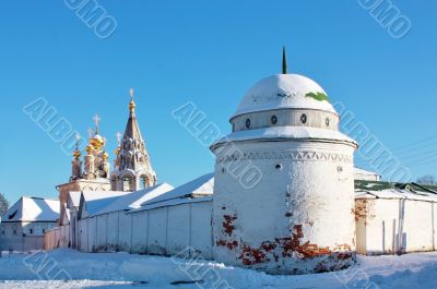 Ancient stone wall and wall tower