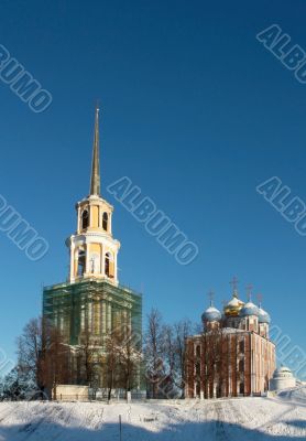 Golden domes of the Ryazan Kremlin 