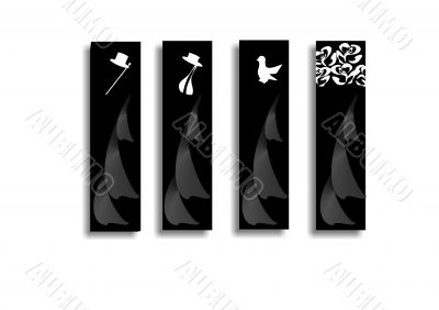  Bookmark, black and white, retro