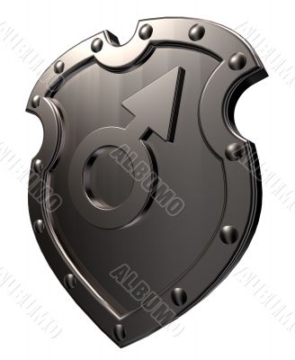 male symbol on shield