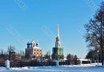 Golden domes of  Ryazan Kremlin 