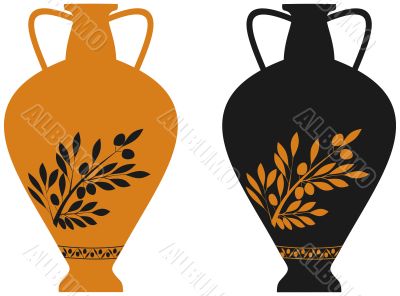Amphora with image of olive branch