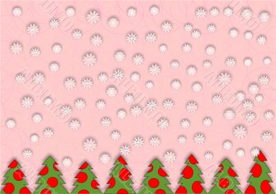 snowflakes and green Christmas tree snowflakes and green Christmas tree