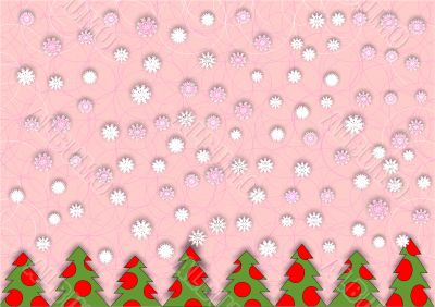 snowflakes and green Christmas tree snowflakes and green Christmas tree