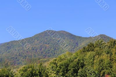 Summer landscape with Caucasus green mountains