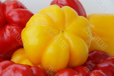 Red and yellow raw pepper