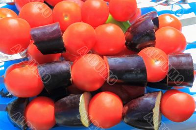 Red and violet raw vegetable