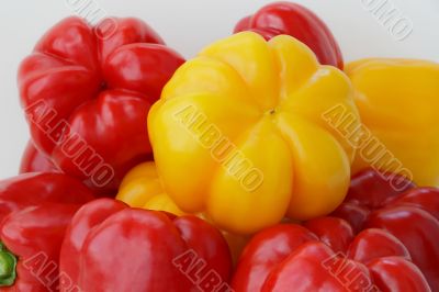 Red and yellow raw pepper