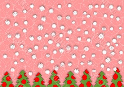 snowflakes and green Christmas tree snowflakes and green Christmas tree