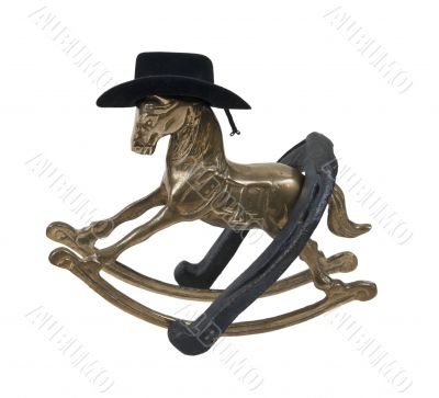 Rocking Horse with Cowboy Hat and Horseshoe