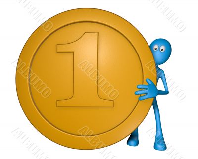 blue guy with coin