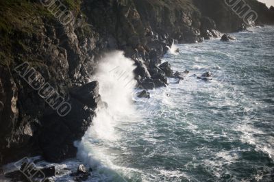 stormy ocean breaking wave