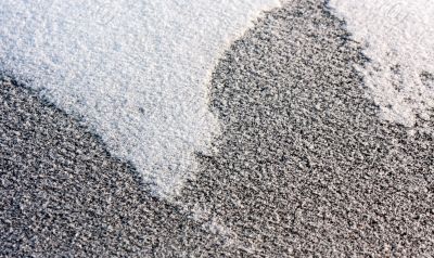 Layer of snow on glass