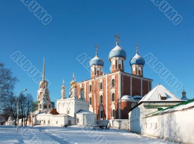 Golden domes of  Ryazan Kremlin 