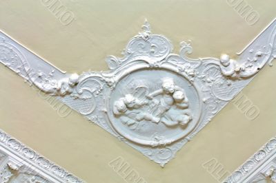 Stucco on the ceiling of historic building