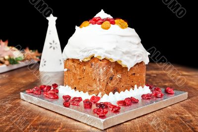 Christmas cake and white candle