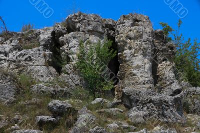 Natural stones set on a bright sunny day. 