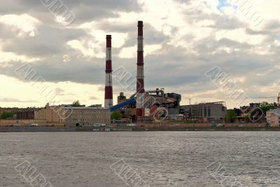Factory on the bank of the river.
