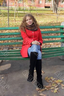 Portrait of woman in red coat