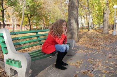 Portrait of woman in red coat